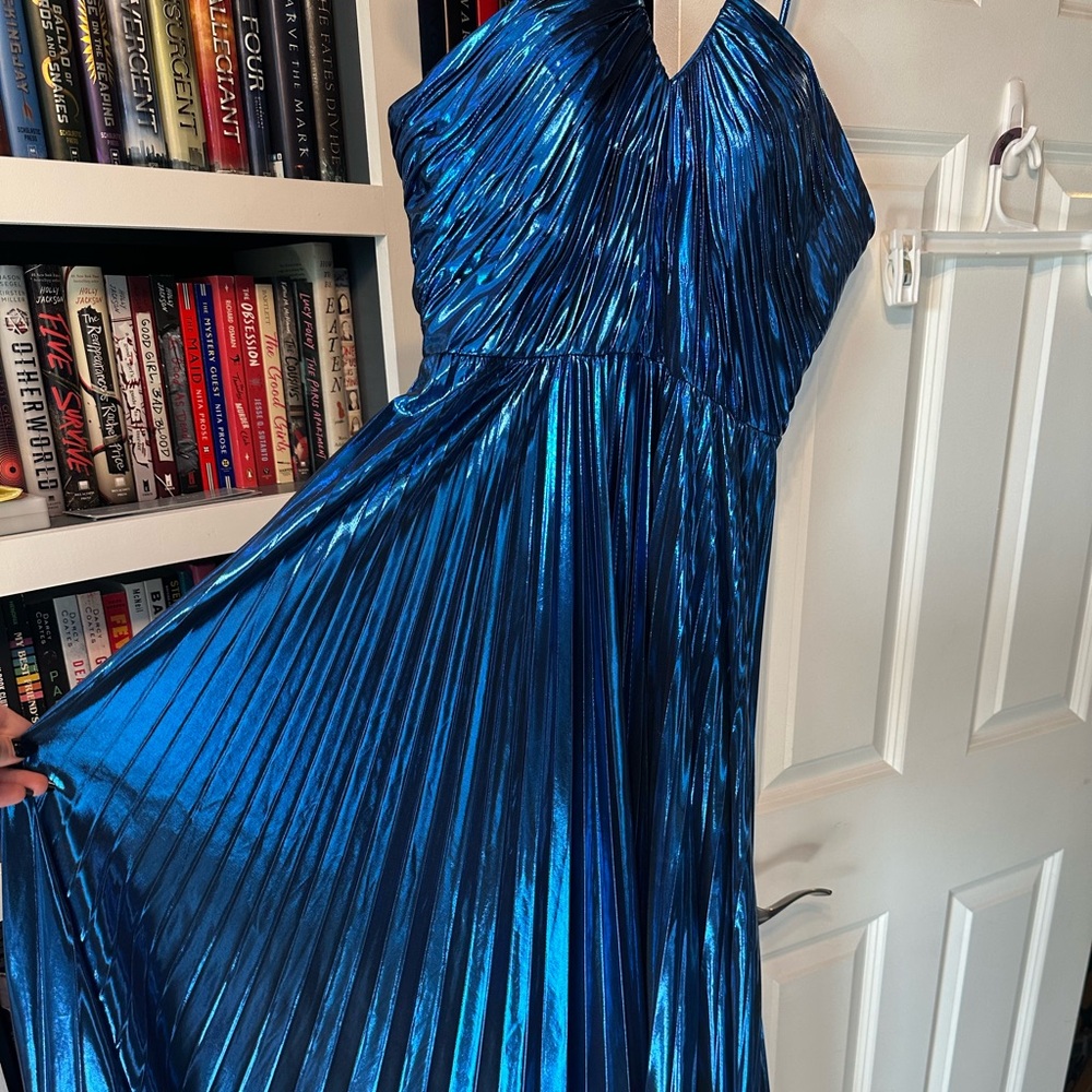 GB Girls Blue Pleated Gown